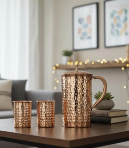 Teteras de Cobre Puro con Recubrimiento de Laca, Tapa de Latón, Jarra de Café y Té Artesanal Elegante, 1500 ml, Ecológica - Product Image 3