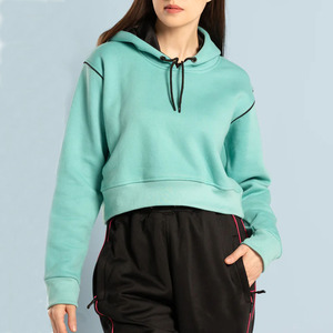 Sudadera con Capucha para Mujer PENTO INDUSTRY, Color Verde Menta, Manga Larga, Hombros Caídos, Tejido de Algodón Transpirable de Secado Rápido - Product Image 1