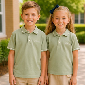 Ensemble d'uniformes scolaires en polycoton OEM pour élèves du primaire, logo personnalisé, uniforme tricoté en gros - Product Image 2