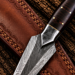 Couteau artisanal forgé en acier Damas, lame fixe personnalisée, couteau de chasse, de camping et d'extérieur, manche en bois, lame en acier artisanal, vente en gros - Product Image 6