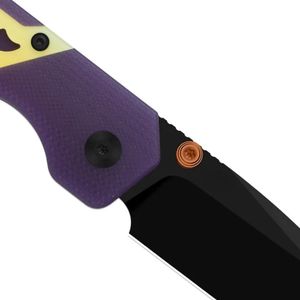 Couteaux pliants de collection avec motif chauve-souris d'Halloween, manche à motif citrouille, lame noire et poignée texturée confortable pour la saison. - Product Image 5