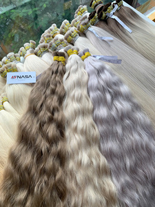 Extensions de cheveux vietnamiens vierges bruts, double épaisseur, 100g, 20 pouces, ondulés naturels, décolorés, couleur blond-brun, vente chaude - Product Image 5