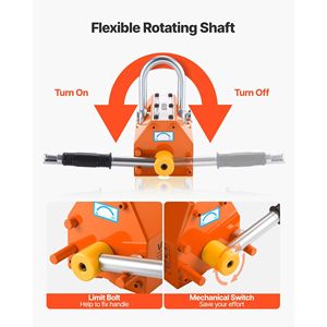 Carrello Sollevatore Magnetico con Capacità di Trazione di 1320 Libbre, Carrello a 2 Ruote in Acciaio per Carichi Pesanti, Maniglia Regolabile, Magneti di Sollevamento - Product Image 6