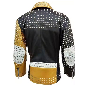 Wholesale Winter Quilted <b>Jacket</b> Trendy Studded Leather <b>Corduroy</b> Woven Breathable <b>Men</b> Slim Fit High Quality Genuine - Product Image 2
