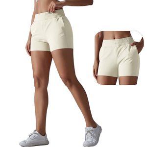 Shorts de course et de jogging pour femmes, personnalisables avec votre logo, séchage rapide, respirants, couleur unie, taille haute - Product Image 2
