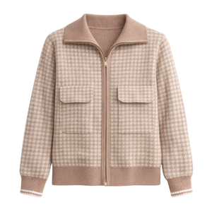 Chaqueta de Punto Jacquard para Mujer, con Cierre Frontal, Textura Suave, Manga Larga, Prenda Exterior Informal para un Estilo Cómodo Diario - Product Image 1