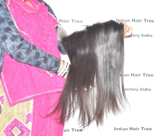 Cabello Humano Remy Indio 100% Virgen al por Mayor, Frontal 13*6 Liso con Encaje, Doble Cutícula Alineada, Cabello Natural - Product Image 1