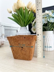 Pot de fleurs carré en fibre de coco, biodégradable, écologique, pour plantes vertes, utilisation sur bureau, style moderne, non enduit - Product Image 4