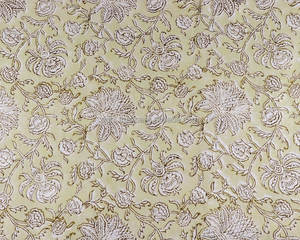 New Pale Goldenrod Yellow <b>White</b> Indian <b>Hand</b> Block Printed 100% Pure Cotton Fabric Yard for Women's Clothing Curtains Crafts Bags - Product Image 4