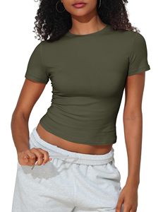 Sporty Style Women's Athletic 100% Cotton Short Sleeve Top Comfortable Loose Fit Breathable Jersey Fabric Plain Dyed - Product Image 3
