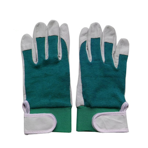 Gants de travail industriels robustes en cuir marron et blanc de qualité supérieure avec sangle de poignet réglable pour une protection optimale - Product Image 3