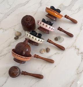Mini Arabic Indian Incense Burner Set Kefaf Mubkhar Pearl Rectangle Platter Handmade Sandalwood Clary Sage Star Anise Ocean <b>Pine</b> - Product Image 1