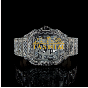 Montre élégante de luxe, carrée, sportive, à quartz, avec verre, diamants véritables, acier inoxydable, chronographe, 41 mm, mouvement ETA - Product Image 1