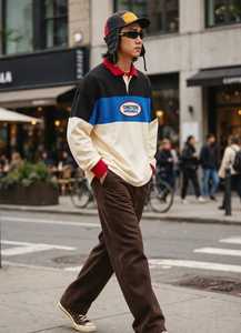 <b>Men's</b> Autumn Color Block Turn Down Collar Long Sleeve Top Streetwear Casual Tracksuit <b>Shirt</b> - Product Image 5