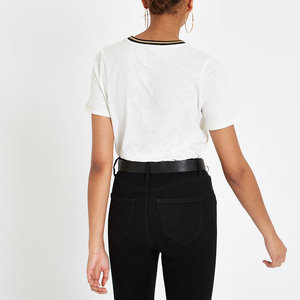 Wholesale Custom Logo Solid Color 100% Cotton <b>Gothic</b> Style O-Neck Plus Size Polo <b>Shirts</b> for Women Short Sleeve Loose Tops - Product Image 2