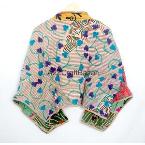 New Style Vintage Boho Indian <b>Kantha</b> Handmade Quilted Eco-Friendly Breathable Cotton <b>Jacket</b> Women's Spring Winter Autumn Summer - Product Image 6