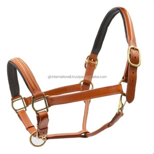 Horse Racing <b>Equestrian</b> Accessories Double Adjustable Leather Horse Halters Head Collars with Solid Brass Hardware - Product Image 5