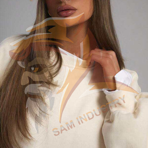 Sweat-shirts en molleton écologiques surdimensionnés pour femmes, automne/hiver, épaules tombantes, logo personnalisé, sweat-shirts surdimensionnés pour femmes - Product Image 5