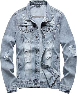 Veste en jean décontractée pour homme, couleur unie, hiver 2025, 100% coton, logo sur le devant, respirante, écologique, séchage rapide, haute qualité, 280g - Product Image 1