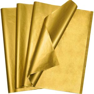 Set di 100 Fogli di Carta Velina Metallizzata Oro 35x50 cm per Decorazioni Natalizie e Anniversari; per Confezioni Regalo Festive - Product Image 1