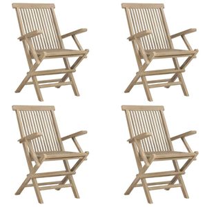Ensemble de 4 chaises de jardin pliantes en teck massif gris, taille standard - Product Image 2