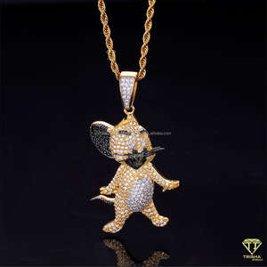 Personaje de dibujos animados hecho a medida colgante 925 Plata Iced VVS laboratorio crecido diamante rodio Hip Hop fiesta joyería accesorio - Product Image 5