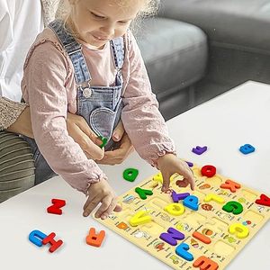 Rompecabezas de Madera con Letras Mayúsculas para Niños Pequeños de 3 a 5 Años, Preescolar, Niños y Niñas, Aprendizaje Educativo (Alfabeto) - Product Image 5
