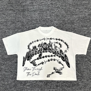 ผู้ผลิตเสื้อผ้าสตรีทแวร์แบบกำหนดเอง เสื้อยืด 300 GSM ผ้าฝ้าย 100% พิมพ์ลาย DTG เสื้อยืดทรงหนา ไหล่ตก ทรงโอเวอร์ไซส์ ทรงบ็อกซี่ - Product Image 6