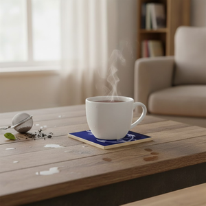 Replicartz - Posavasos de Resina Azul Plateado de Lujo |   Posavasos Cuadrado Ecológico para Mesa de Comedor, para Tazas de Café, Decoración del Hogar - Product Image 1