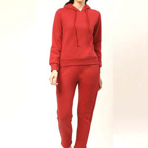 Ensemble de survêtement pour femme, logo personnalisé, rouge uni, haute qualité, fermeture éclair, coupe ajustée, vêtements de sport décontractés, OEM - Product Image 5