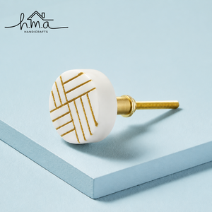 Handcrafted Brass and <b>White</b> Resin Cabinet <b>Knob</b> Decorative Floral Pattern Drawer Pull Wardrobe <b>Door</b> Handle Furniture Accent - Product Image 3