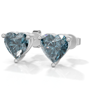 Heerani Jewels London <b>Blue</b> <b>Topaz</b> 925 Sterling Silver Heart Shape IGI Certified Trendy Stud Vermeil Unisex All Religion <b>Earrings</b> - Product Image 2