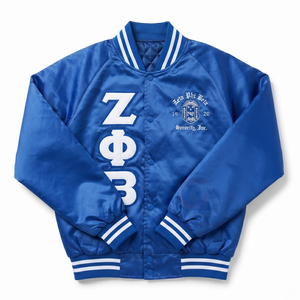 Blouson bomber tendance ZPB Zeta Phi Beta personnalisé avec fermeture à boutons en satin, lettres grecques de la sororité, blouson bomber pour femmes - Product Image 4