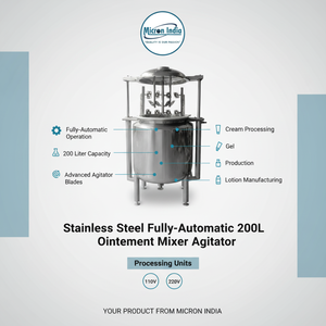 Cuve de mélange entièrement automatique en acier inoxydable Micron India pour la production de pommades, crèmes et gels, équipement de mélange industriel 180 kg - Product Image 2