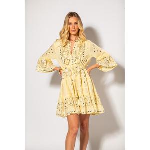 Women Embroidered Boho Mini <b>Dress</b> Long <b>Bell</b> <b>Sleeve</b> Summer Casual Beach Party <b>Dress</b> - Product Image 1