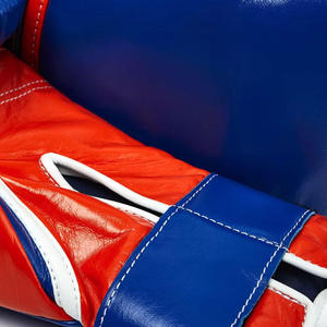 Gants de boxe en cuir rouge et bleu, longueur poignet, style uni, pour entraînement sportif, utilisables en toutes saisons - Product Image 6