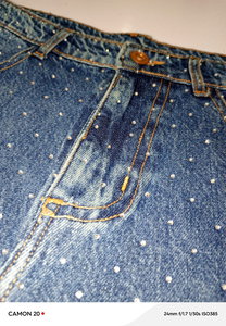 Pantalones Cortos de Mezclilla para Hombre Hechos a Medida, Estilo Vintage, con Cierre, Dobladillo sin Rematar, Tela de Algodón, con Pedrería - Product Image 5