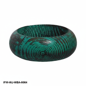 Brazalete de Madera Tallado a Mano, Acabado Teal Envejecido, Joyería de Madera Gruesa, Estilo Vintage Tribal para Mujer - Product Image 1