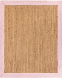 Decorative Rectangle Natural Jute Area Rug With <b>Pink</b> Border Woven Farmhouse Carpet For Indoor Use - Product Image 2