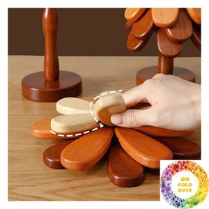 Wooden Heat Resistant <b>Table</b> <b>Protector</b> 9.7cm Wide with Layered Petals for Pots Bowls and Serving Dishes for Home Use - Product Image 4