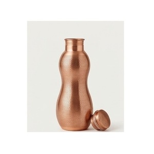 Bouteille d'eau en cuivre artisanale, finition martelée, gourde de voyage portable, design vintage - Product Image 5