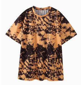 Men's <b>Tie</b>-Dye O-Neck Short Sleeve <b>Knitted</b> Casual Regular Fit Patterned Style Quick Dry 180g T-Shirt - Product Image 3