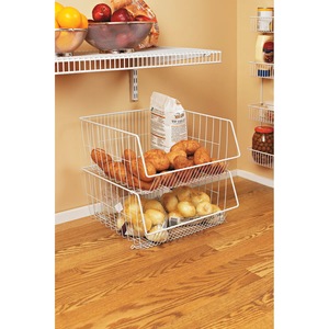 Panier de rangement minimaliste en métal, bac organisateur durable pour étagère de chambre - Product Image 2