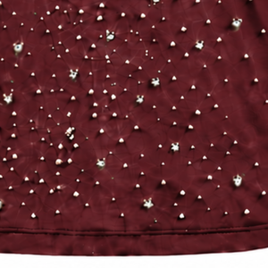 T-shirt unisexe bordeaux à manches courtes et col rond, orné de perles, personnalisé, mode décontractée, streetwear, haut de gamme - Product Image 6