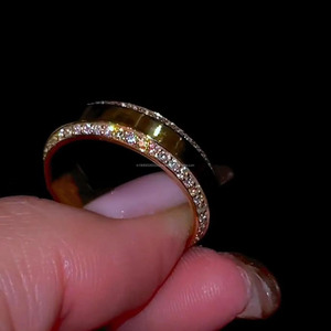 Anillo de boda de plata de ley 925 estilo hip hop con pavé de doble cara, banda de cigarro, moissanita de corte redondo, diamante, eternidad, regalos de aniversario - Product Image 6