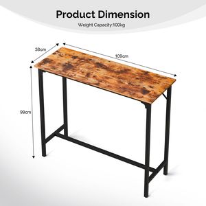 Tavolo da Bar Marrone da 43 Pollici con Piano in MDF Resistente e Struttura in Metallo, Capacità 95 kg, Altezza da Pub per Cucina/Bar, Ideale per Feste - Product Image 4