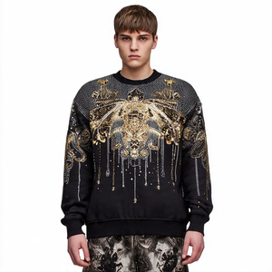 OEM Rhinestone Winter Sweatshirts <b>Men</b> Street Autumn Rhinestone Sweat Shirts <b>Men's</b> Casual Wear <b>Studded</b> Crew Neck Sweatshirt - Product Image 2
