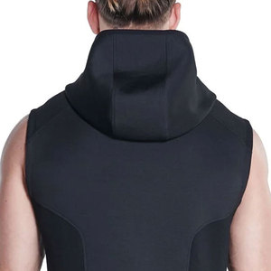 Sweat à capuche uni pour homme, respirant, 100% coton, sans manches, en molleton respirant 100% coton - Product Image 4