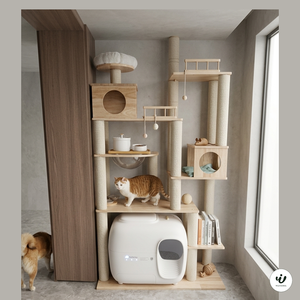 Custom Large Modern Luxury <b>Cat</b> Tree with Sisal & Wood Scratching Post and Adjustable Height for Indoor <b>Cats</b> - Product Image 3
