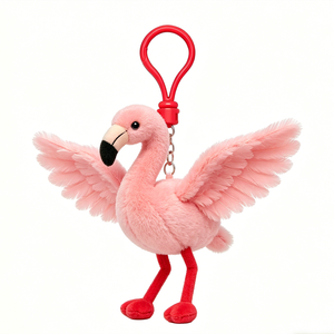 Customized <b>Cute</b> Pink Flamingo Plush Keychain Cartoon Animal Pendant Soft Toy 3D Shape - Product Image 4